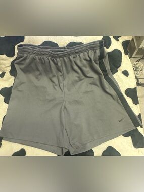 Nike Men's Grey Athletic Shorts with Side Stripe